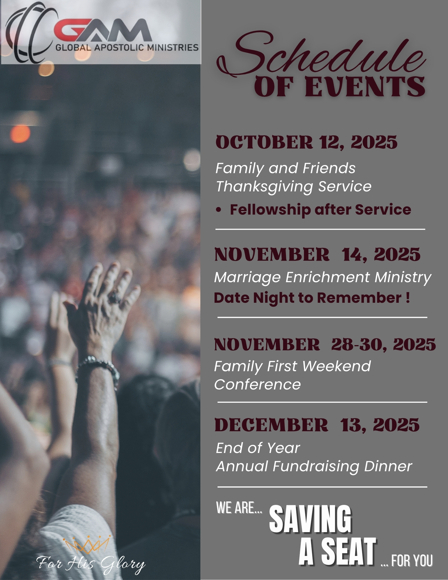 GAM Schedule of Events